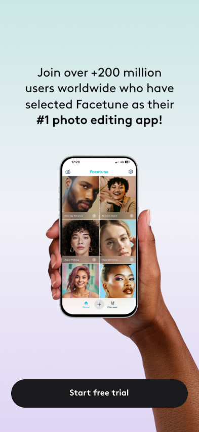 Facetune quiz: 200 million users, start free trial