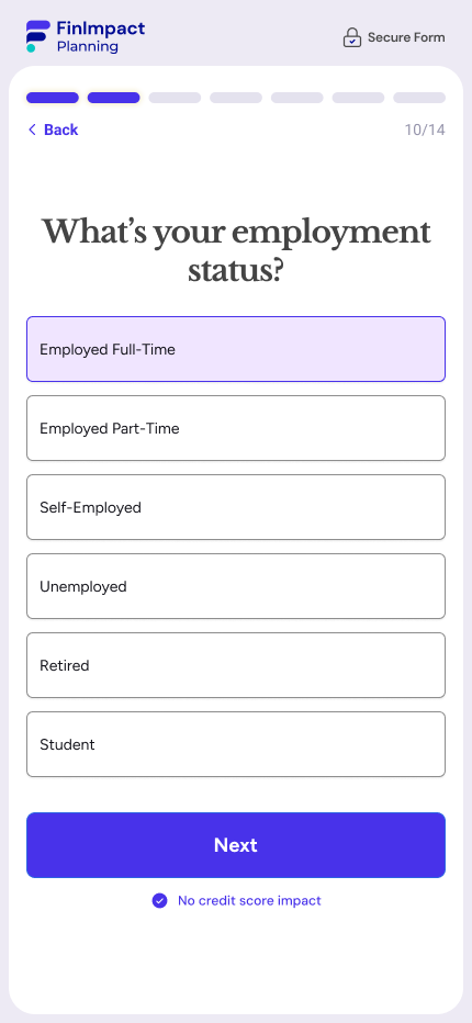 FinImpact quiz: employment status question